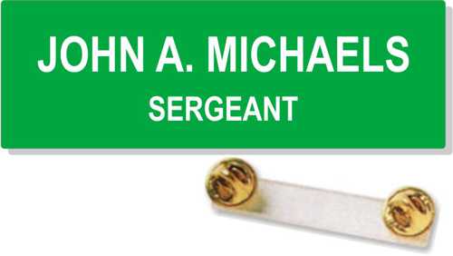 1-1/2 x 3 PLASTIC ENGRAVED NAME BADGES WITH MILITARY CLUTCH FASTENER